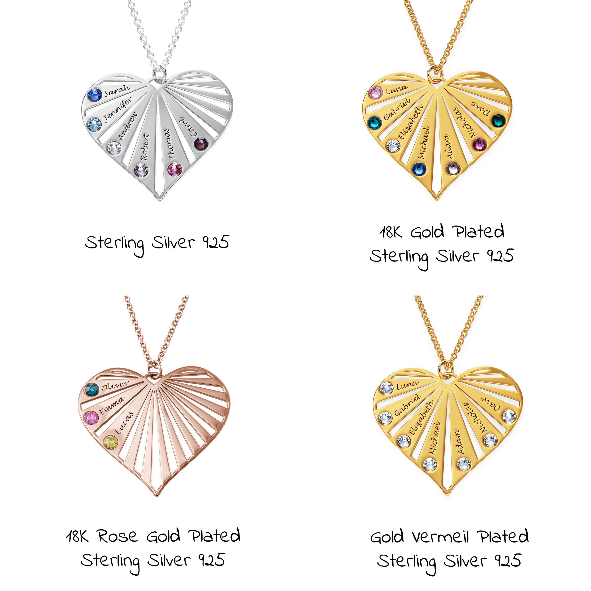 Collana con cuore personalizzato con pietre portafortuna Collana con