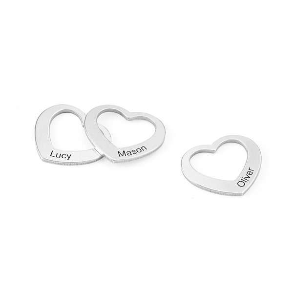 Custom Made Engraved Heart Charms for Bangle Bracelet in 18K Gold Rose Gold Silver 925 • Without Bracelet • Extra Heart Charms for Bracelets