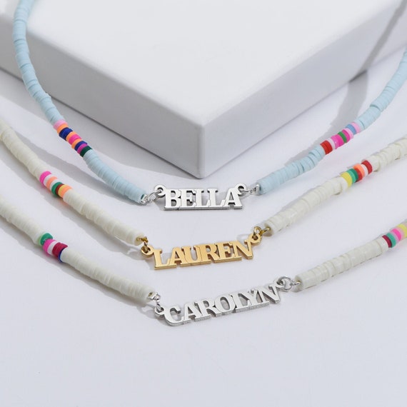 Fimo Beads Custom Name Necklace Beaded 