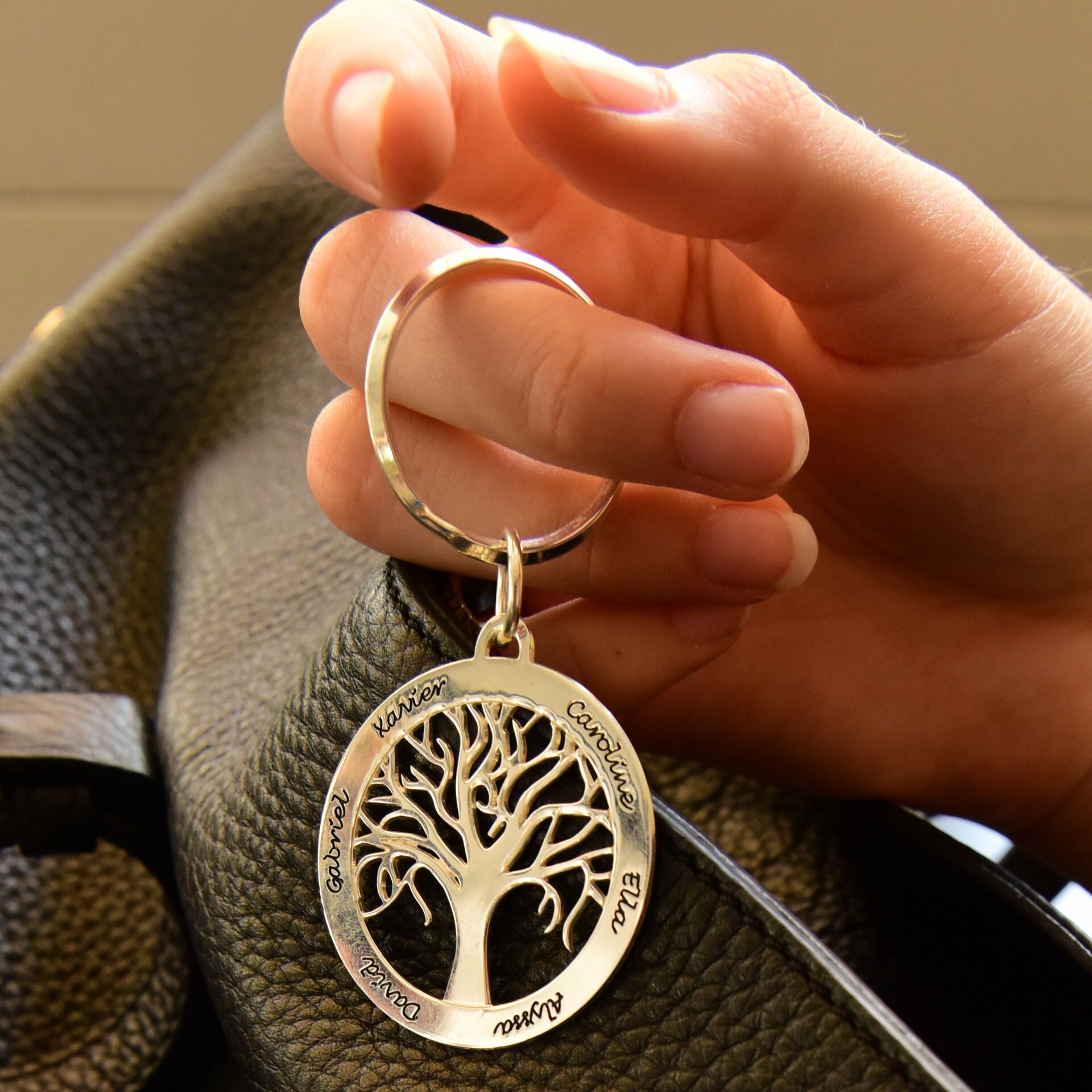 Personalized Family Tree Key Chain Custom Engraved With Any Etsy