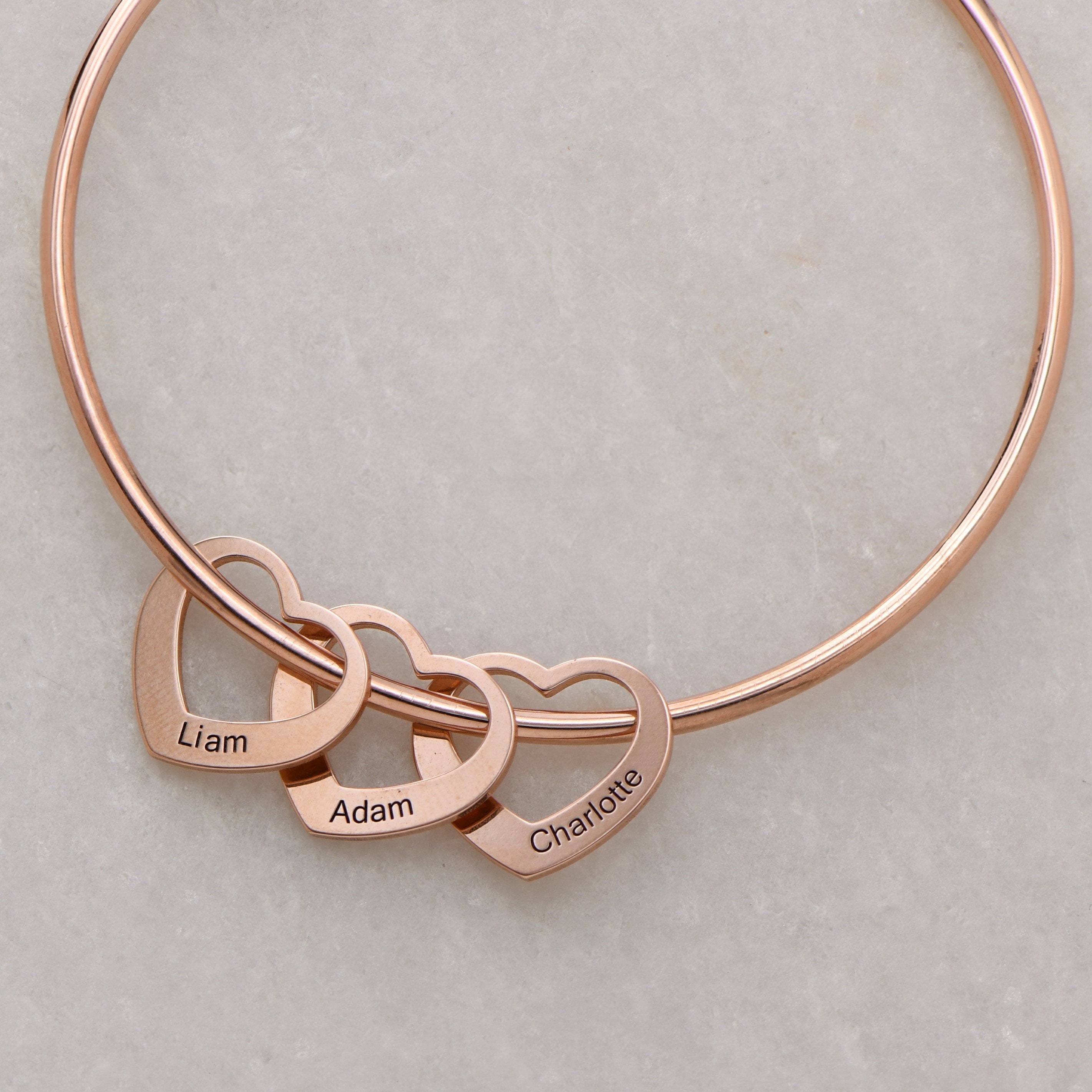 Personalized Engraved Heart Charm for Bangle Bracelet in 18K Gold Rose Gold  Silver 925 Without Bracelet Extra Heart Charms for Bracelets 