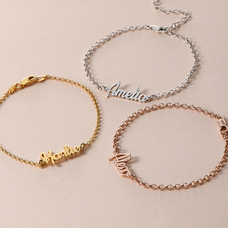 Personalized Gold Name Bracelet Anklet Silver Custom Name Etsy