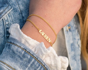 Personalized Name Bracelet / Anklet Capital Letters • Personalized Birthday Jewelry for Her Mom Friend Sister • Mother's Day Gift