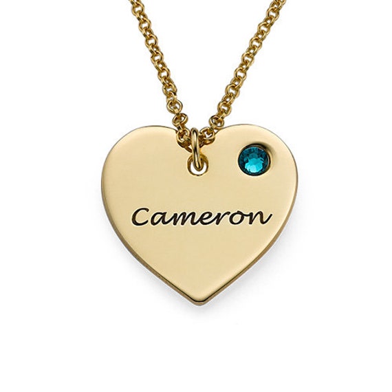 Custom Made Engraved Gold Heart Pendant 