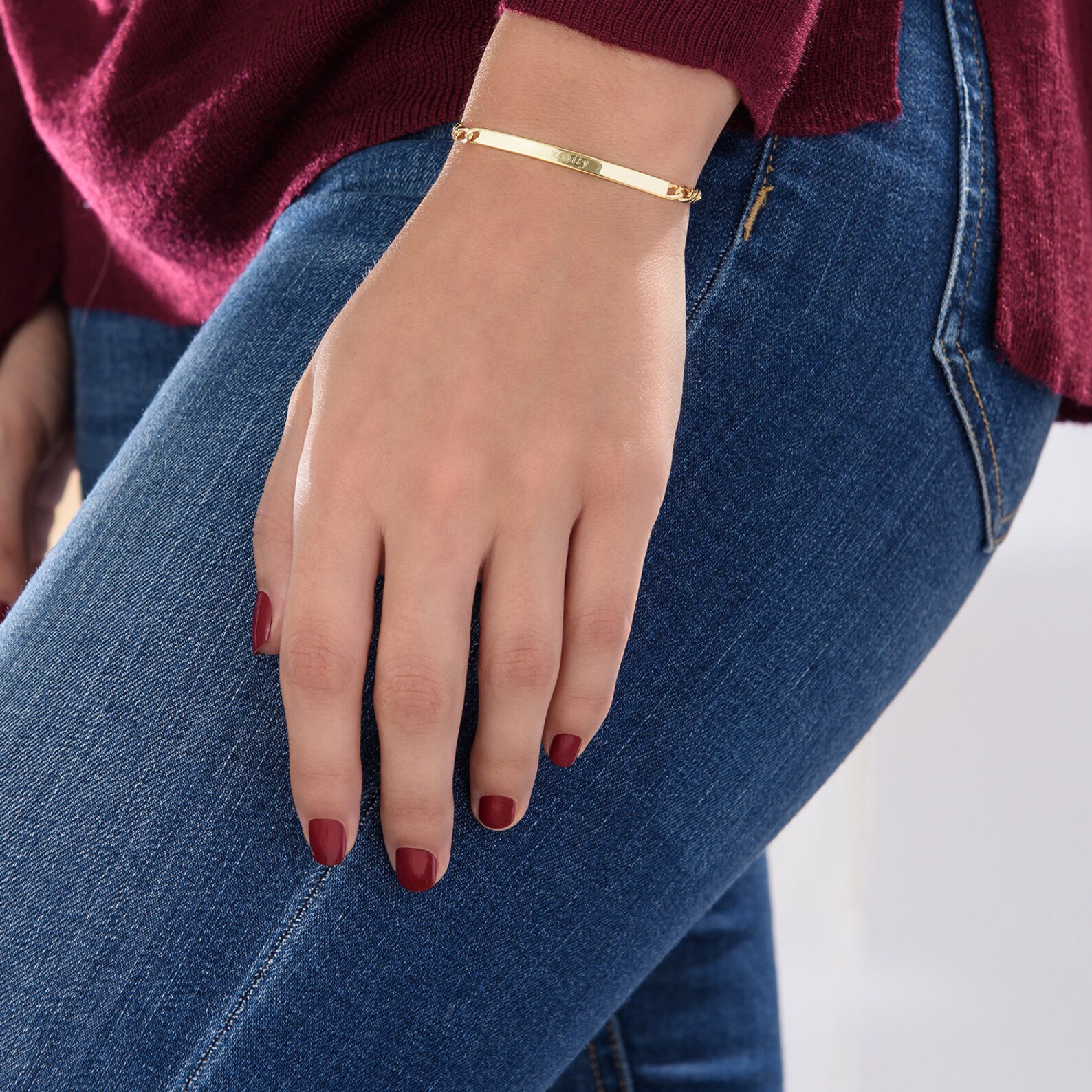 Women's ID Bracelet with Engraving Silver Gold Etsy