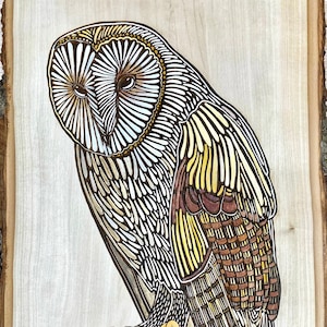 Owl art wood owl cottagecore wall decor owl lover gift stylized