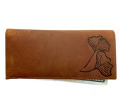 Boho wallet ginkgo leaf wallet plant lover gift Full grain leather valentine 39 s day gift for her anniversary valentines day