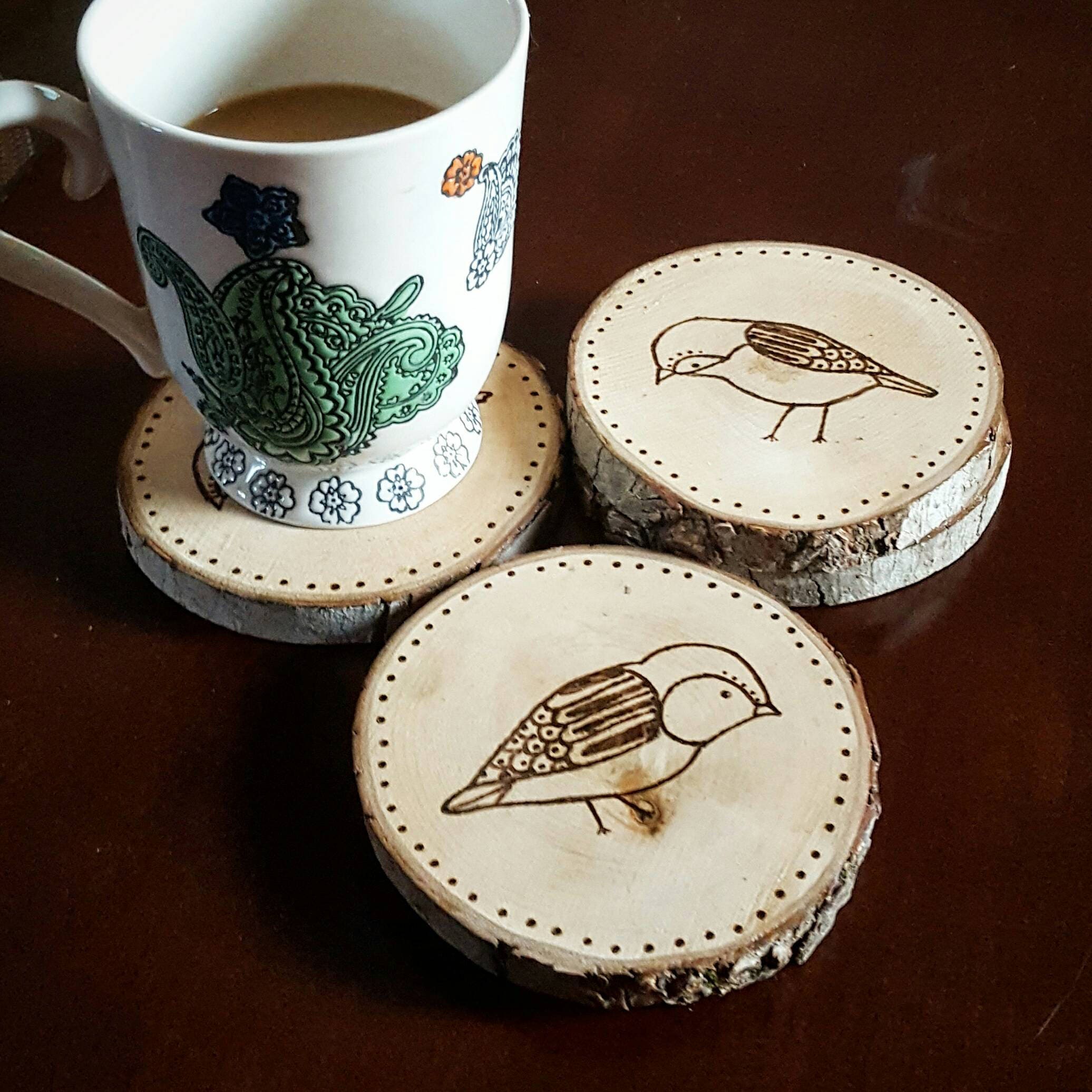 Bird Wood Coasters bird lover gift woodburned coasters Etsy