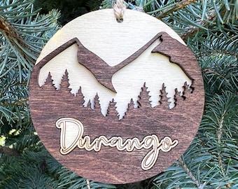 Durango Ornament Colorado Ski town keepsake Breckenridge Vail Keystone ski town ornament custom city ornament