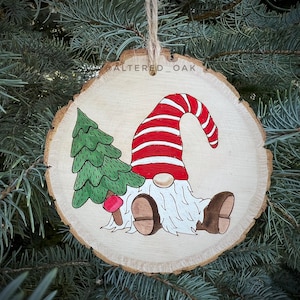 Gnome Christmas ornament gnome Christmas tree wood slice ornament gnome lover gift