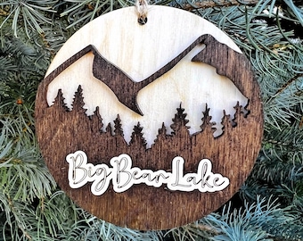 Big Bear Lake ornament wood Big Bear Lake California ornament travel keepsake ornament