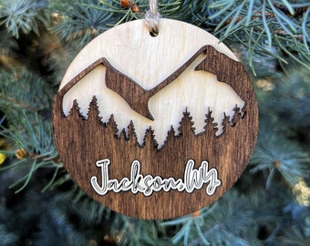 Jackson Wyoming ornament wood Jackson Wyoming ornament travel keepsake ornament