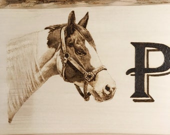 Horse stall sign, horse portrait, Horse name sign, wood burned horse, Custom Horse Stall Name Plate,