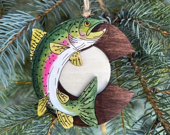 Trout ornament Colorado fisherman ornament trout, fly fishing ornament layered wood unique fisherman gifts for him