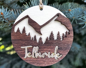 Telluride Ornament Colorado Ski town keepsake Breckenridge Vail Keystone ski town ornament custom city ornament