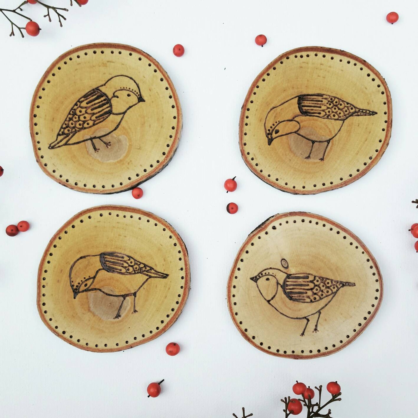 Bird Wood Coasters bird lover gift woodburned coasters Etsy