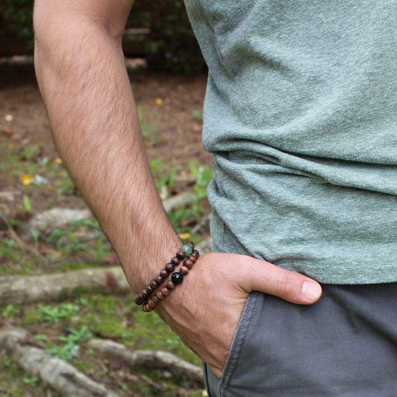 Simple Wood bracelet stone wood bracelet olive wood unisex bracelet gifts her gifts for him