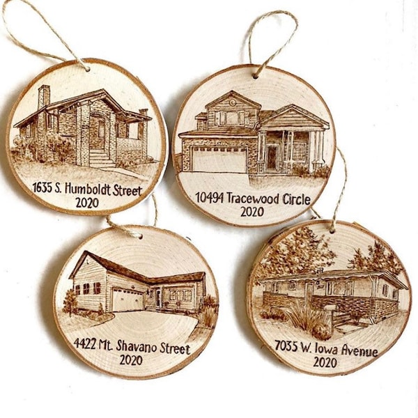 House wood ornament first house ornament warming gift custom ornament house portraits moving gift 5 year anniversary Realtor gift