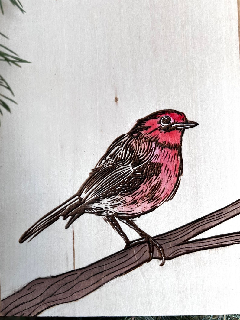 Bird art house finch wood slice bird lover art image 3