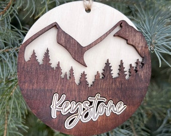 Keystone Ornament Colorado Ski town keepsake Breckenridge Vail Keystone ski town ornament custom city ornament