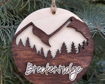 Breckenridge Ornament keepsake Ski town ornament custom Vail, Breckenridge Keystone ski town ornament