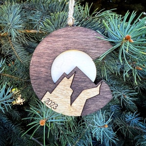 COLORADO mountains ornament layered CO ornament Christmas ornament realtor gift