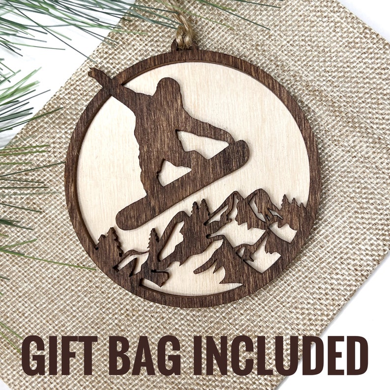Snowboarding Ornament, Snow Boarder Ornament Two Layer Wood Ornament Etsy