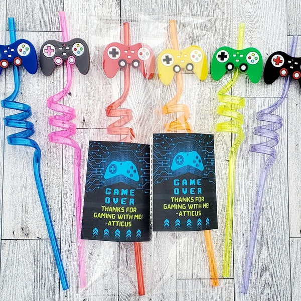 Video Game Controller Reusable Straw Favor, Kids Party Favors, Gaming Party, Classroom Favor, Video Game Party, Boys Party Favor, Video Game