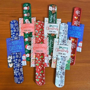 Christmas Party Favors, Slap Bracelet Favors, Christmas Classroom Gift, Christmas Student Favor, Holiday Party Favors, Kids Class Favors