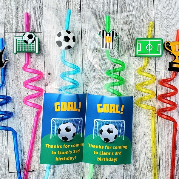 Soccer Birthday Party, Soccer Party Favors, Reusable Straw Favors, Kids Party Favors, Preschool Favor, Classroom Favor, Sports Birthday