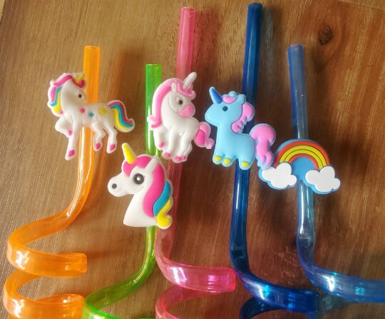 8pcs Reusable Unicorn Mermaid Straw Plastic Animal Drinking Straws Summer  Wedding Birthday Party Baby Shower Kids Favor Supplies