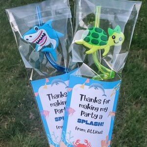 Under The Sea Party Favors, Ocean Birthday Party, Sea Animals Birthday Party, Kid Reusable Straw Favors, Kids Birthday Party Favors, Sharks image 5