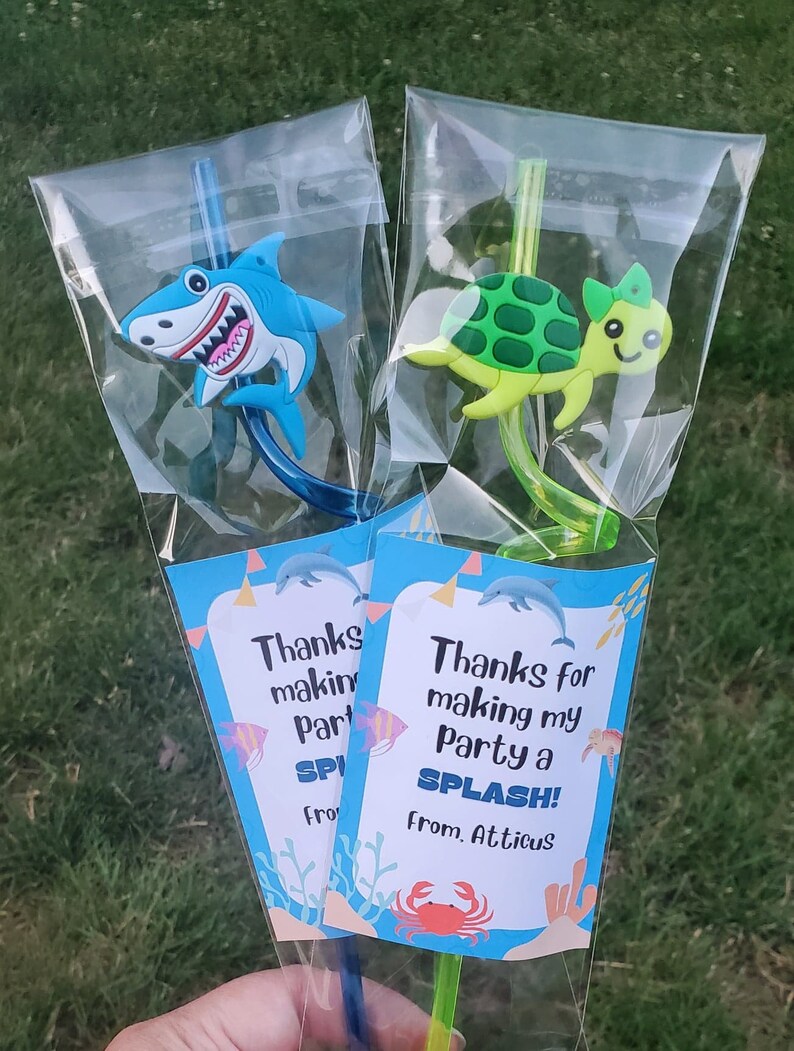 Under The Sea Party Favors, Ocean Birthday Party, Sea Animals Birthday Party, Kid Reusable Straw Favors, Kids Birthday Party Favors, Sharks image 5