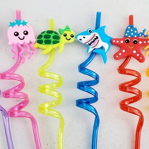 Under The Sea Party Favors, Ocean Birthday Party, Sea Animals Birthday Party, Kid Reusable Straw Favors, Kids Birthday Party Favors, Sharks image 6