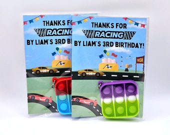 Race Car Pop it Favors, Kids Party Favors, Classroom Favor, Race Car Birthday, Racing Birthday Party, Two Fast Theme