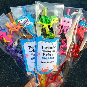 Under The Sea Party Favors, Ocean Birthday Party, Sea Animals Birthday Party, Kid Reusable Straw Favors, Kids Birthday Party Favors, Sharks image 4