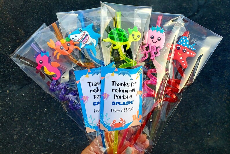 Under The Sea Party Favors, Ocean Birthday Party, Sea Animals Birthday Party, Kid Reusable Straw Favors, Kids Birthday Party Favors, Sharks image 4
