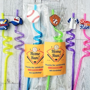 Baseball Birthday Party, Baseball Party Favors, Reusable Straw Favors, Kids Party Favors, Preschool Favor, Classroom Favor, Sports Birthday