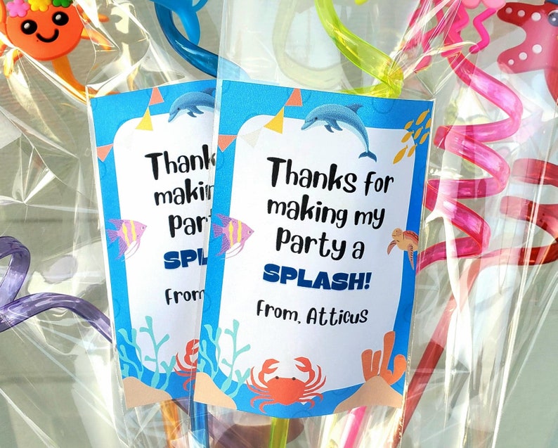 Under The Sea Party Favors, Ocean Birthday Party, Sea Animals Birthday Party, Kid Reusable Straw Favors, Kids Birthday Party Favors, Sharks image 3