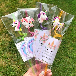 Unicorn Party Straw Favors, Unicorn Kids Party, Classroom gifts, Birthday Party Favors, Unicorn Birthday Party, Unicorn Theme, Magical Party