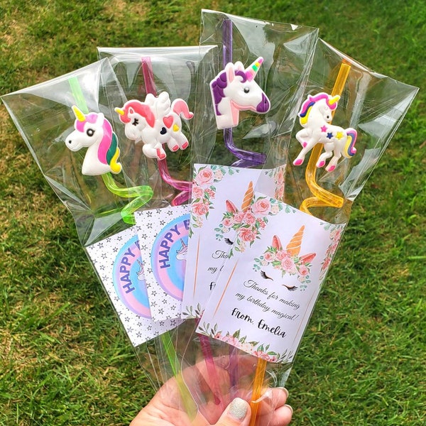 Unicorn Party Straw Favors, Unicorn Kids Party, Classroom gifts, Birthday Party Favors, Unicorn Birthday Party, Unicorn Theme, Magical Party