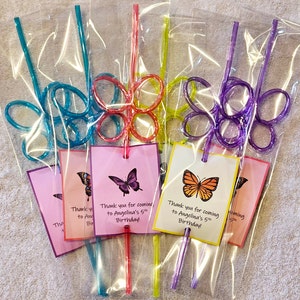 Butterfly Reusable Straw Favors, Kids Party Favors, Preschool Favor, Classroom Favor, Butterfly Party Theme