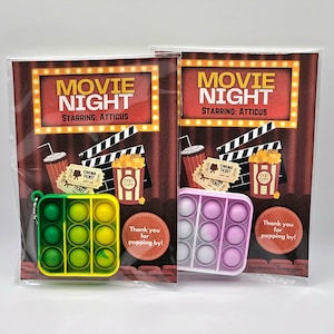 Movie Night Pop It Party Favors, Movie Night Birthday Party, Movie Birthday Party, Kids Movie Night, Family Movie Night, Movie Premier Party