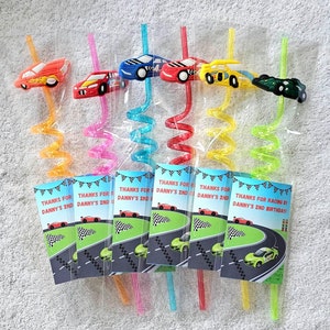 Race Car Reusable Straw Favors, Kids Party Favors, Classroom Favor, Race Car Birthday, Racing Birthday Party, Two Fast Theme