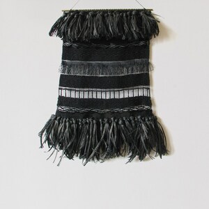 Woven wall hanging | Handwoven tapestry | Black, dark tapestry