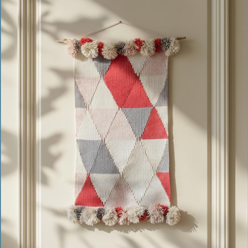 Circus nursery woven wall decor in a diamond pattern