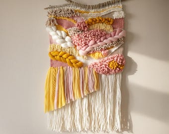 Textured Boho Woven Wall Hanging: Modern Bohemian Wall Art