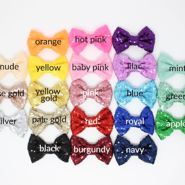 Sequin Bows | 4" Sequin Bows | 4 inch Sequin Bows | Bulk Sequin Bows | Wholesale Sequin Bows | 4" Glitter Bows | Choose Color + Quantity
