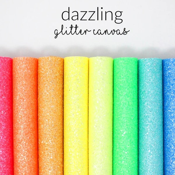 Dazzling Punch Chunky Glitter Canvas Sheets | Crystal Glitter Canvas Bundle | Chunky Glitter Sheets for Bow Fabric and Jewelry | Punch