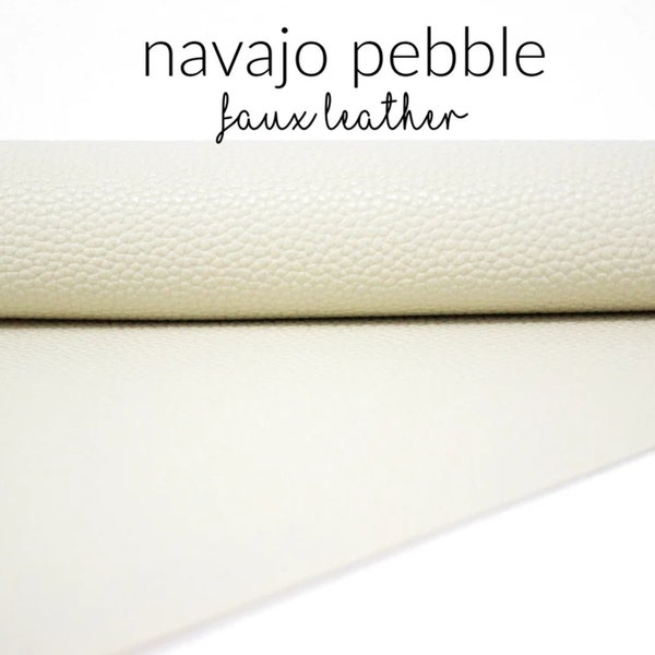 Navajo Pebble Faux Leather Sheet | Faux Leather for Jewelry + Bows | Ivory Faux Leather | Cream Leather Sheet White Leather Fabric | Navajo